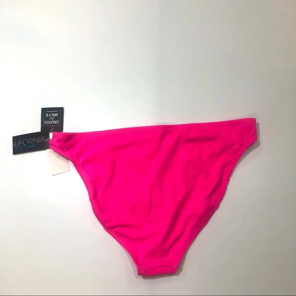California Waves PINK Ribbed Bikini Swim Bottom